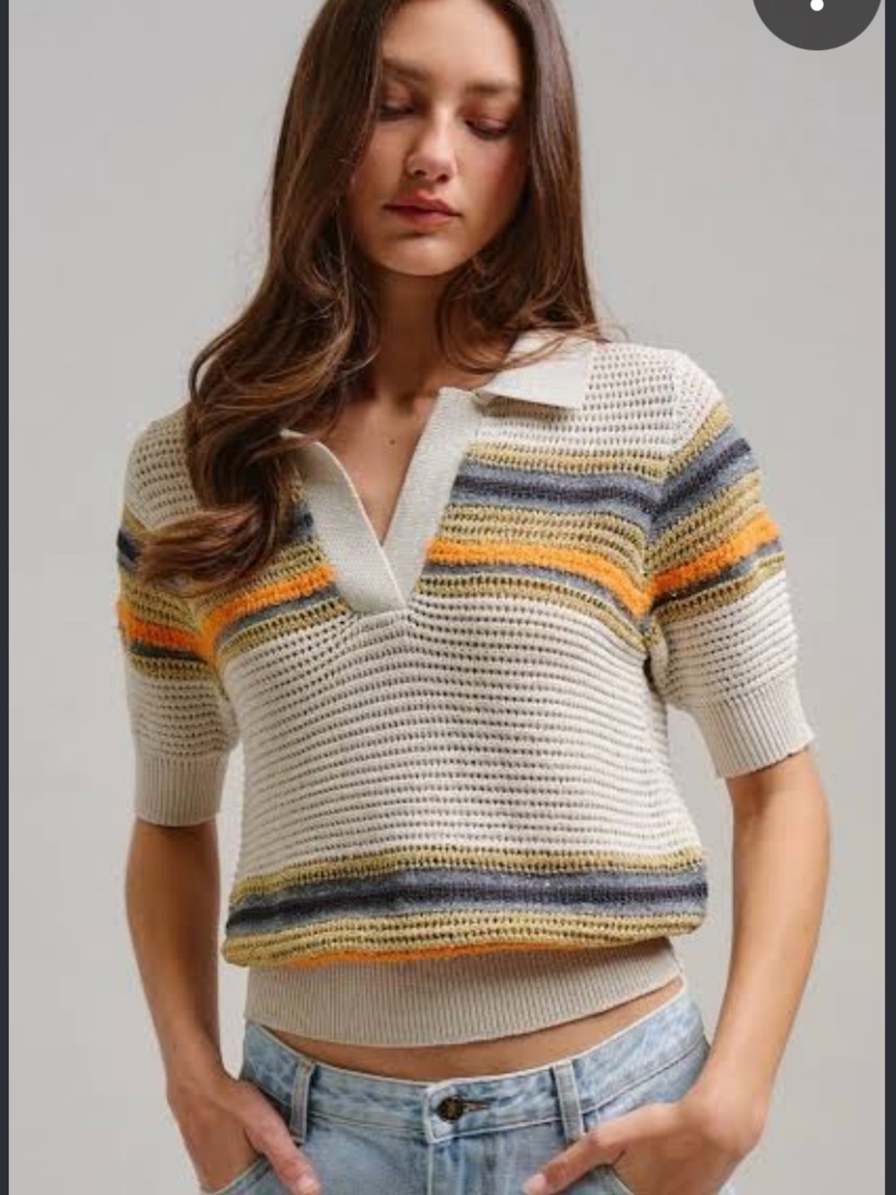 Urban Daizy striped V-neck knit top